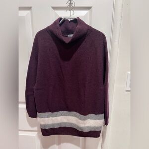 Lorena Antoniazzi Burgundy and Gray Cowl Neck Sweater